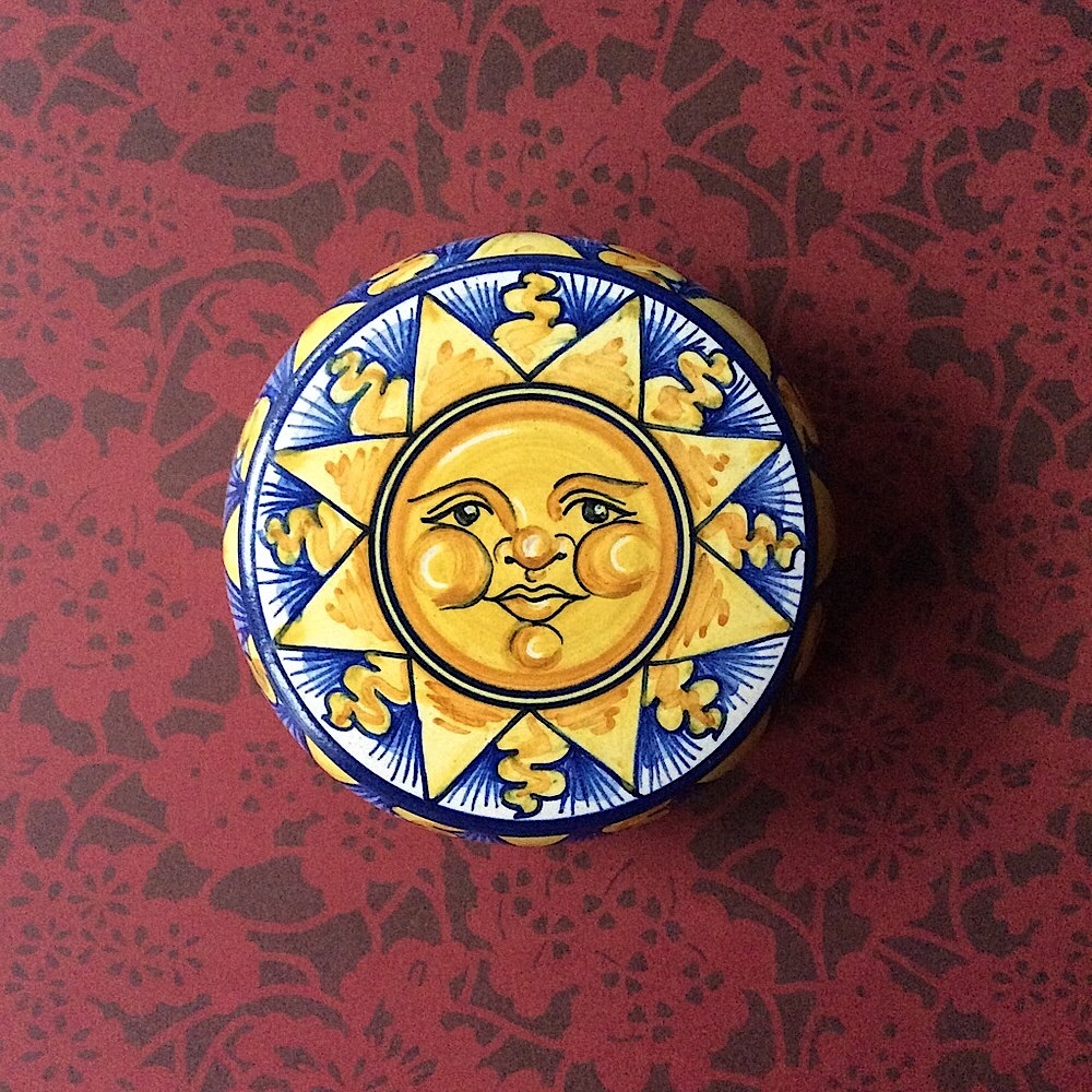 Vintage Sberna Deruta Italy Sun Burst Trinket Dish